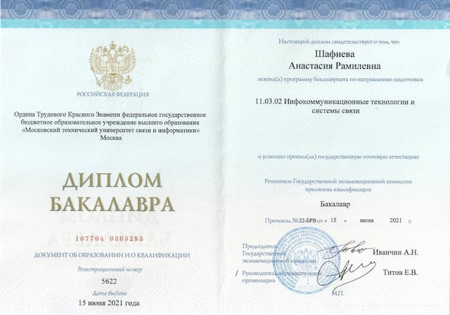 Диплом Шафиева Анастасия Рамилевна